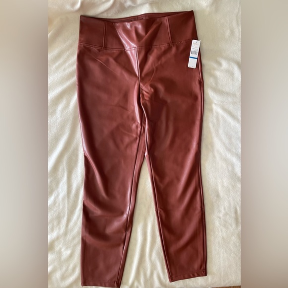 LAUNDRY by Shelli Segal Faux Leather High Waist Leggings in HENNA size XL NWT - Picture 8 of 11